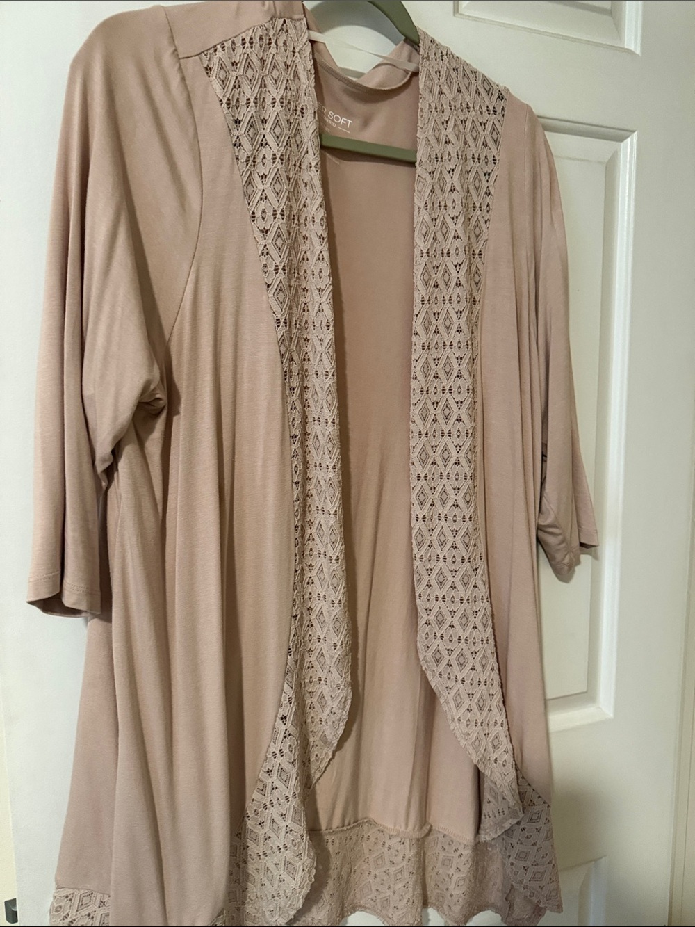 torrid Blush Lace-Trim Open-Front Cardigan